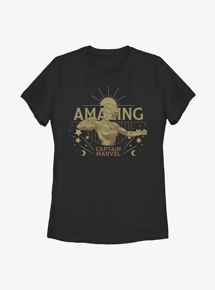 Captain Marvel Retro Comic Womens T-Shirt