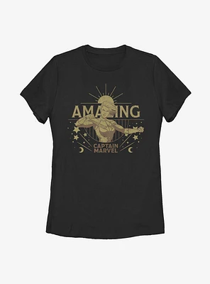 Captain Marvel Retro Comic Womens T-Shirt