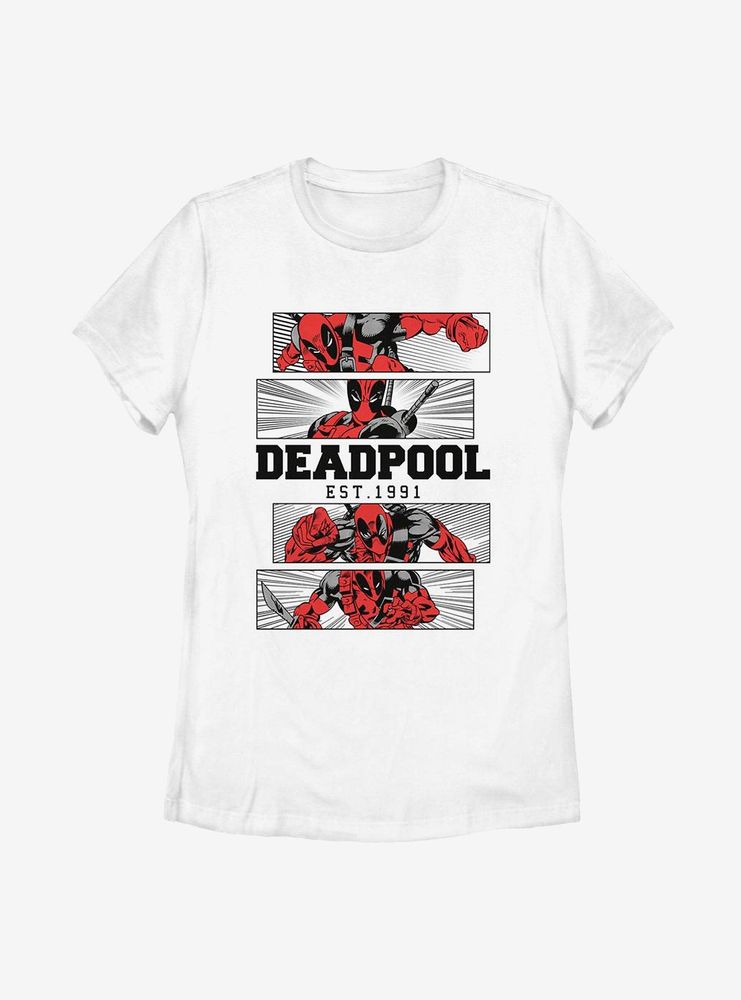 Marvel Deadpool 4 Panel 2 Tone Womens T-Shirt