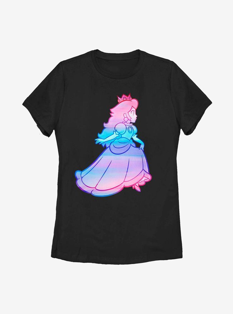 Nintendo Super Mario Watercolor Ombre Peach Womens T-Shirt