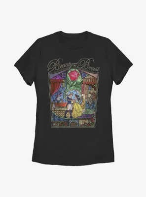 Disney Beauty And The Beast Stained Glass Womens T-Shirt