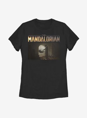 Star Wars The Mandalorian Logo Scene Womens T-Shirt