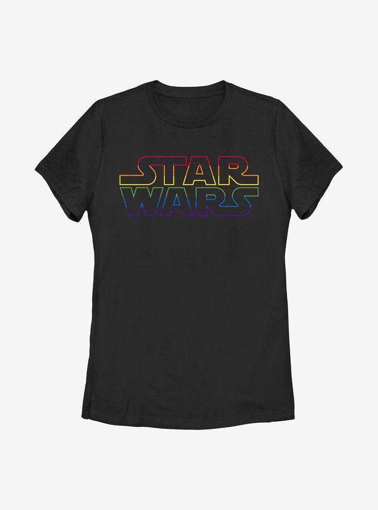 Star Wars Outline Rainbow Logo Womens T-Shirt