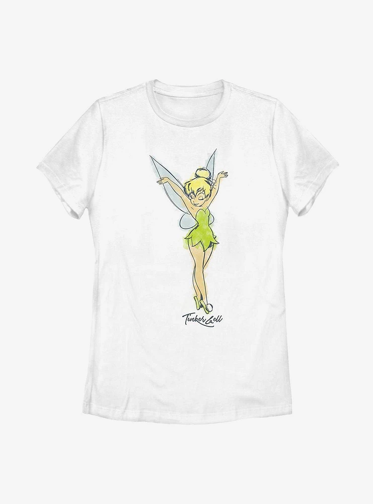 Disney Peter Pan Tinker Bell Tink Watercolor Womens T-Shirt