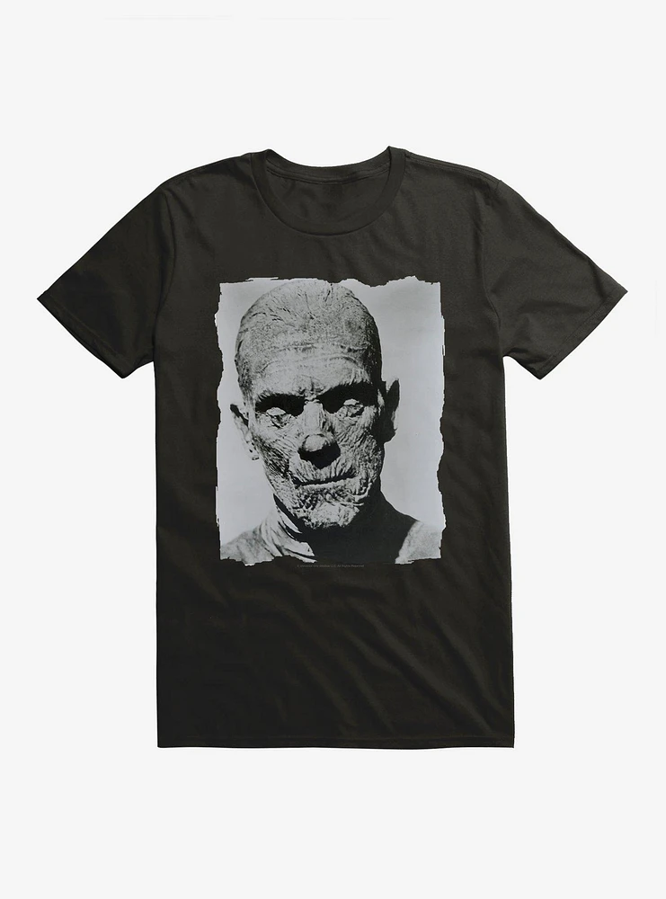 Universal Monsters The Mummy Vintage Black & White Portrait T-Shirt