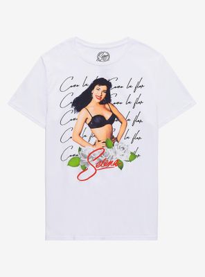 Selena Portrait With White Roses Girls T-Shirt