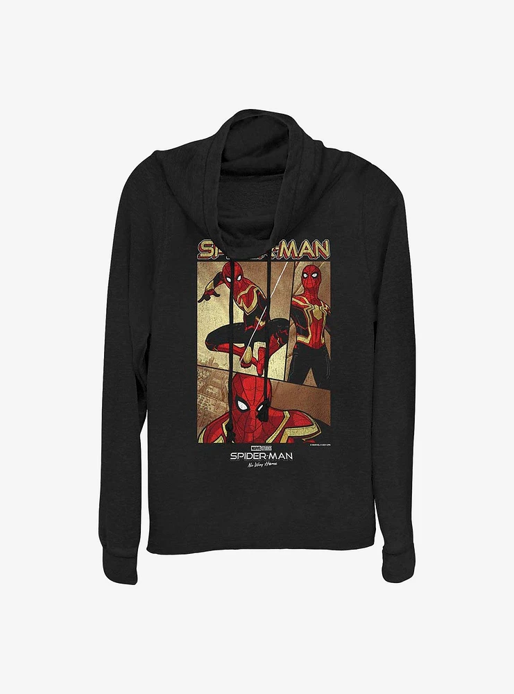 Marvel Spider-Man: No Way Home Three Panel Spidey Cowlneck Long-Sleeve Girls Top