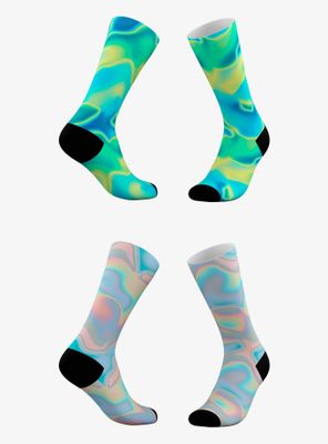 Aurora Borealis And Oil Slick Hologram Socks 2 Pack