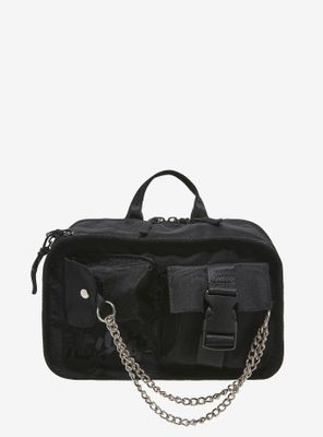Black Buckle & Chain Fanny Pack