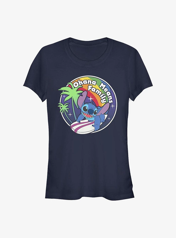 Disney Lilo & Stitch Rainbow Ohana Means Family Girls T-Shirt