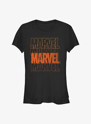 Marvel Halloween Color Logo Stack Girls T-Shirt