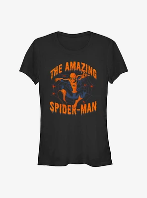 Marvel Spider-Man Halloween Drip Font Girls T-Shirt