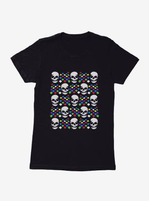 iCreate Screen Print Skull Checkerboard Womens T-Shirt