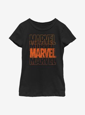 Marvel Halloween Color Logo Stack Youth Girls T-Shirt