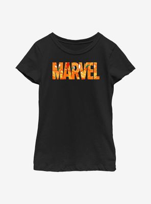 Marvel Logo Jack O Lantern Fill Youth Girls T-Shirt