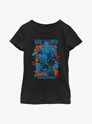 Marvel Avengers Pumpkin Group Poster Youth Girls T-Shirt
