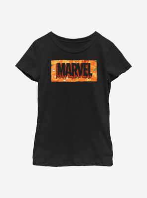 Marvel Spooky Logo Jack O Lantern Fill Youth Girls T-Shirt