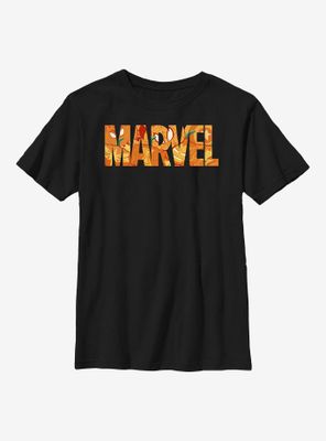 Marvel Logo Jack O Lantern Fill Youth T-Shirt