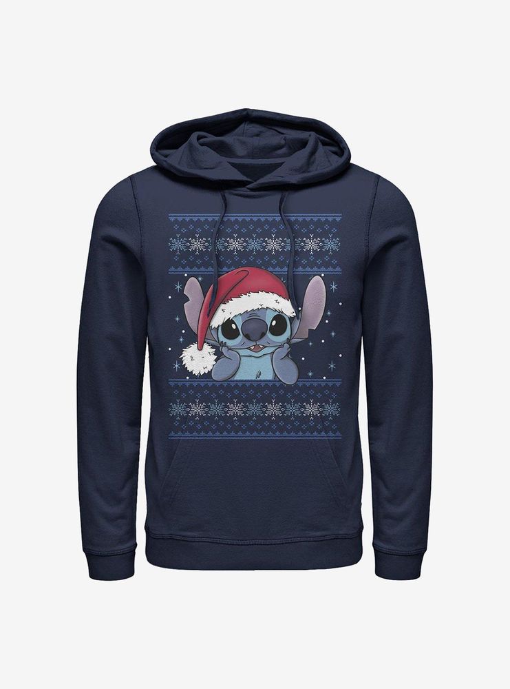 Disney Lilo And Stitch Holiday Wearing Santa Hat Hoodie