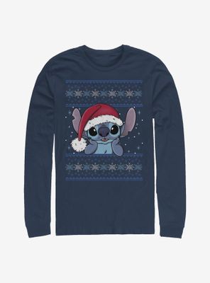 Disney Lilo And Stitch Holiday Wearing Santa Hat Long-Sleeve T-Shirt