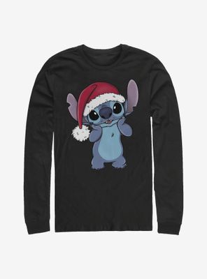 Disney Lilo And Stitch Wearing Santa Hat Long-Sleeve T-Shirt