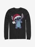 Disney Lilo And Stitch Wearing Santa Hat Long-Sleeve T-Shirt