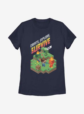 Minecraft Create Explore Survive Iso Womens T-Shirt