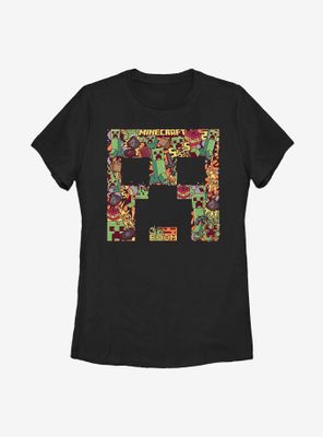 Minecraft Creeper Face Collage Womens T-Shirt