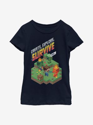 Minecraft Create Explore Survive Iso Youth Girls T-Shirt