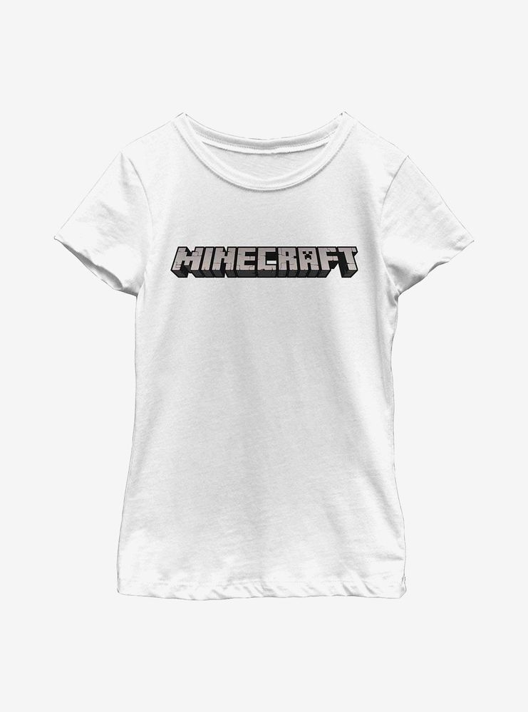 Minecraft Logo White Youth Girls T-Shirt