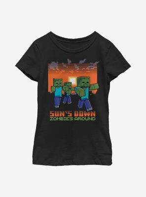 Minecraft Sun's Down Zombies Around Youth Girls T-Shirt