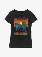 Minecraft Sun's Down Zombies Around Youth Girls T-Shirt