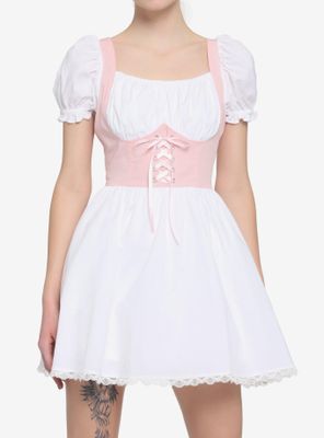 White & Pink Corset Dress