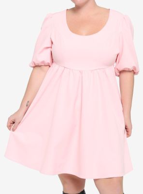 Pink Bow Babydoll Dress Plus