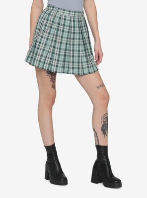 Green Plaid O-Ring Chain Skirt