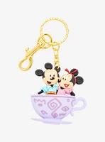 Loungefly Disney Walt Disney World 50th Anniversary Mickey & Minnie Mouse Mad Tea Party 3D Keychain - BoxLunch Exclusive