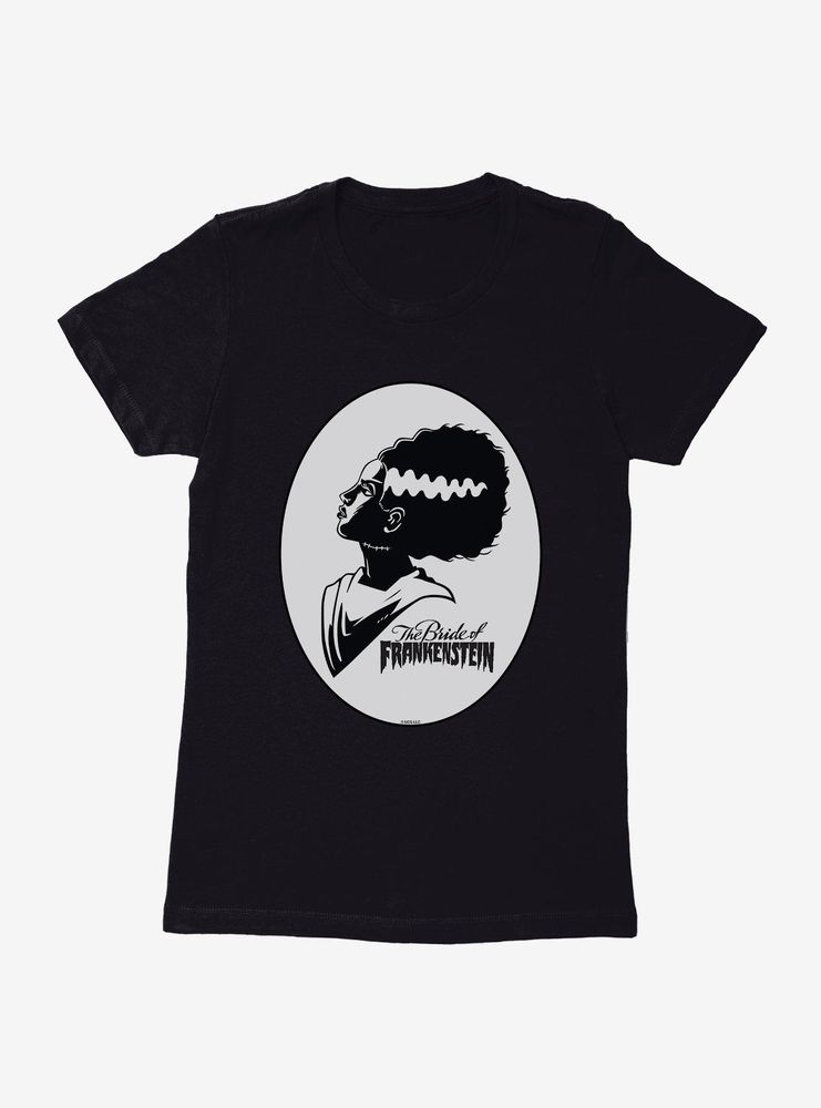 Universal Monsters Bride Of Frankenstein Shadow Portrait Womens T-Shirt