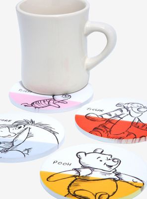 Disney Winnie the Pooh Sketch Art Ceramic Coaster Set