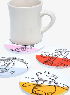 Disney Winnie the Pooh Sketch Art Ceramic Coaster Set