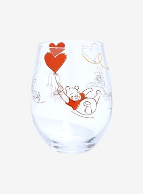 Disney Winnie the Pooh Heart Balloon Characters Wine Glass