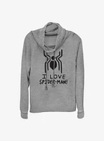 Marvel Spider-Man Spider Love Cowlneck Long-Sleeve Girls Top