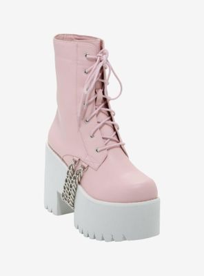 Pink Drop Chain Platform Boots