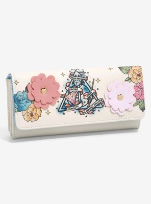 Harry Potter Deathly Hallows Logo Floral Wallet - BoxLunch Exclusive