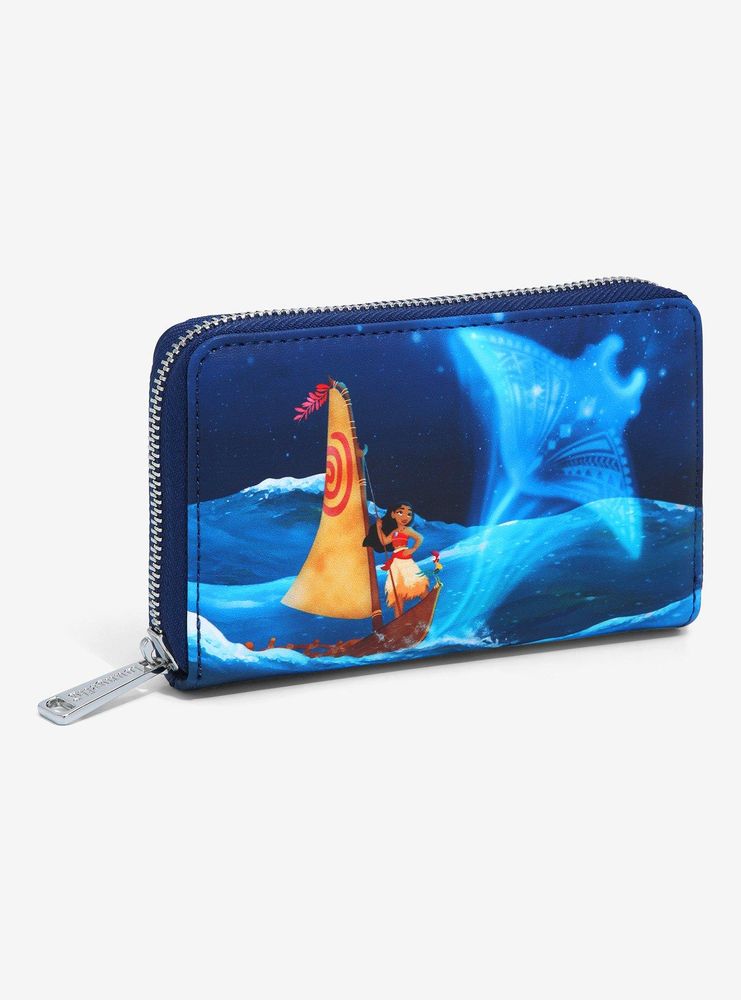 Boxlunch Loungefly Disney Moana Maui's Fish Hook & Gramma Tala Stingray  Small Zip Wallet