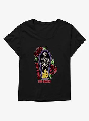 Halloween Smell The Roses Skeleton Plus T-Shirt