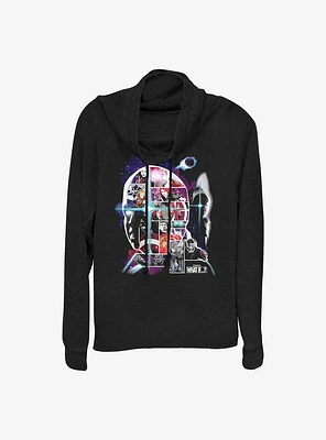 Marvel What If...? The Watcher Face Fill Cowlneck Long-Sleeve Girls Top