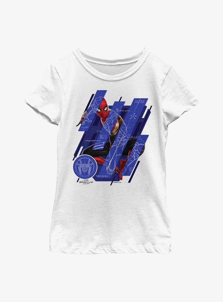 Marvel Spider-Man: No Way Home Schematic Panels Youth Girls T-Shirt