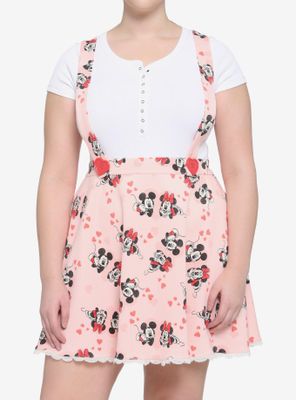 Her Universe Disney Mickey Mouse & Minnie Hearts Suspender Skirt Plus
