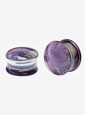 Glass Purple Galaxy Swirl Plug 2 Pack
