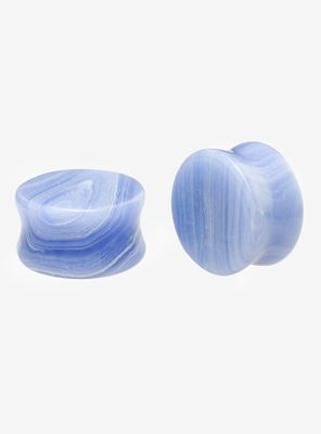 Stone Blue Lace Agate Plug 2 Pack